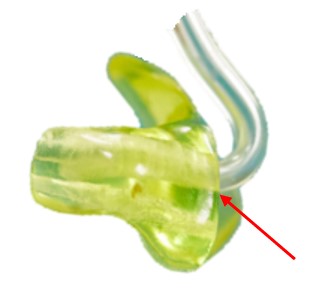 圖中紅色箭頭處即為耳管與耳模銜接處